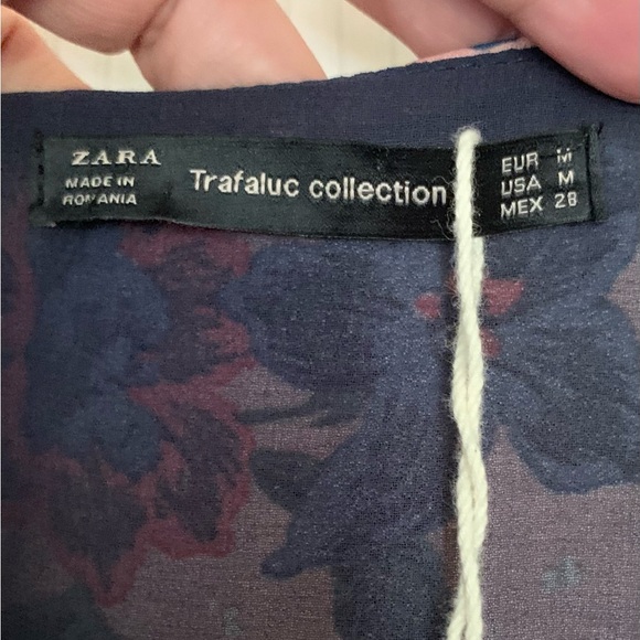 Zara Midi Length Floral Dress Long Sleeve Waist Tie Pockets Medium NWT - Picture 9 of 16